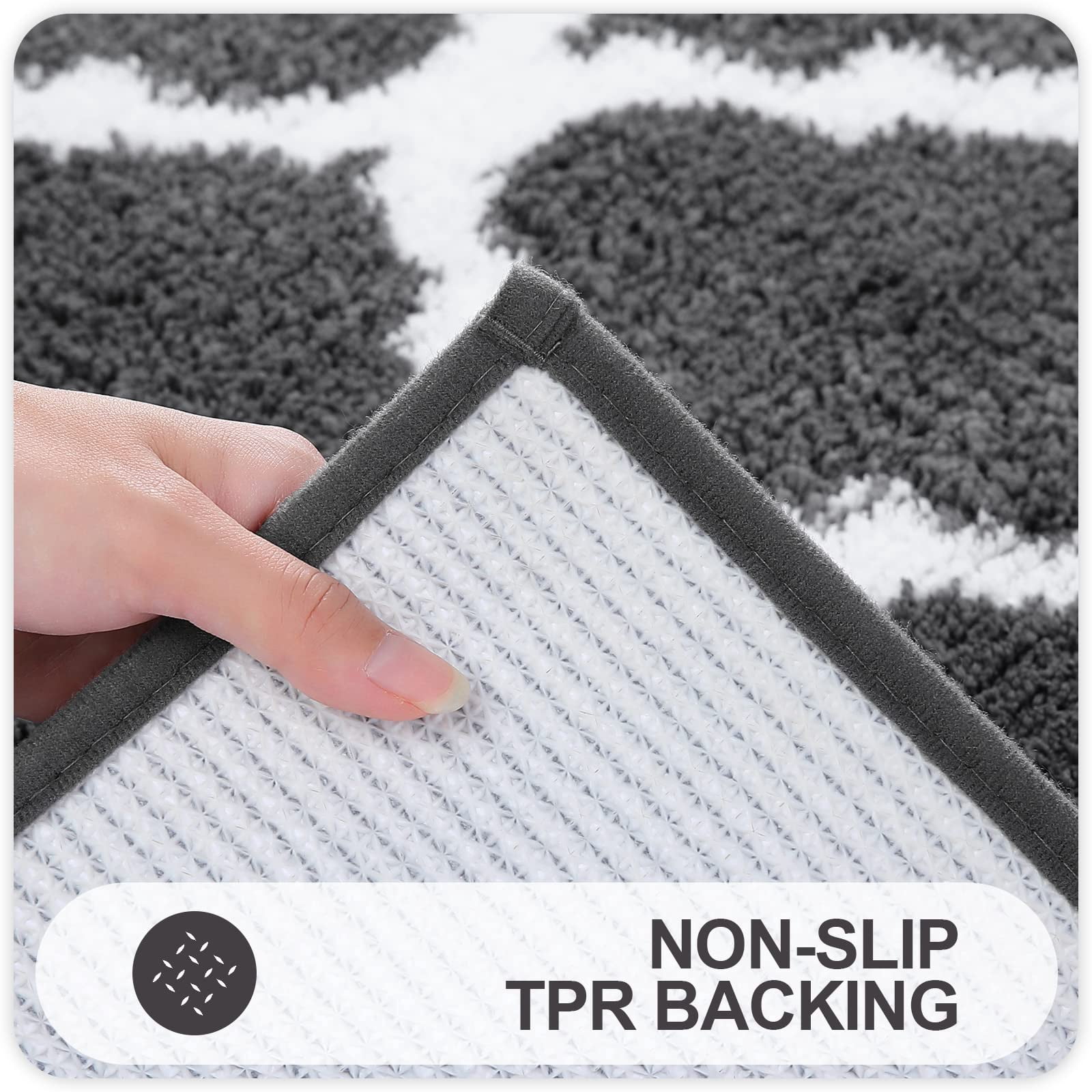 Buganda Microfiber Bathroom Rugs Set 2 Piece,U-Shaped Toilet Rug, Machine Wash Dry, Non-Slip Absorbent Shaggy Bath Mats for Tub, Shower and Bathroom (30"x20"+24"x20", Dark Grey)