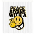 thumbnail image 3 of Ambesonne Emoji Shower Curtain, Hippie Peace Theme Funny Face, 69"Wx70"L, Mustard Dark Grey and White, 3 of 3