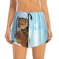 thumbnail image 2 of Goofa Funny Cat Taking a Bath Printed Women 2 in 1 Running Shorts,Quick Dry Athletic Workout Shorts,High Waisted Athletic Shorts with Liner Pockets-Medium, 2 of 9