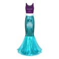 thumbnail image 2 of YIZYIF Womens Mermaid Costume Metallic Sleeveless Crop Top with Ruffled Fishtail Long Skirt Purple&Blue XL, 2 of 6
