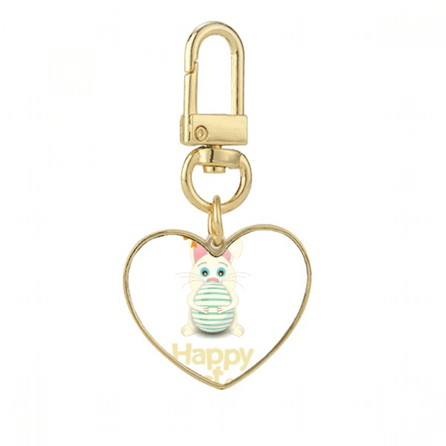 Llavero de metal en forma de corazón dorado Unbranded Feliz Pascua 3,2x3cm