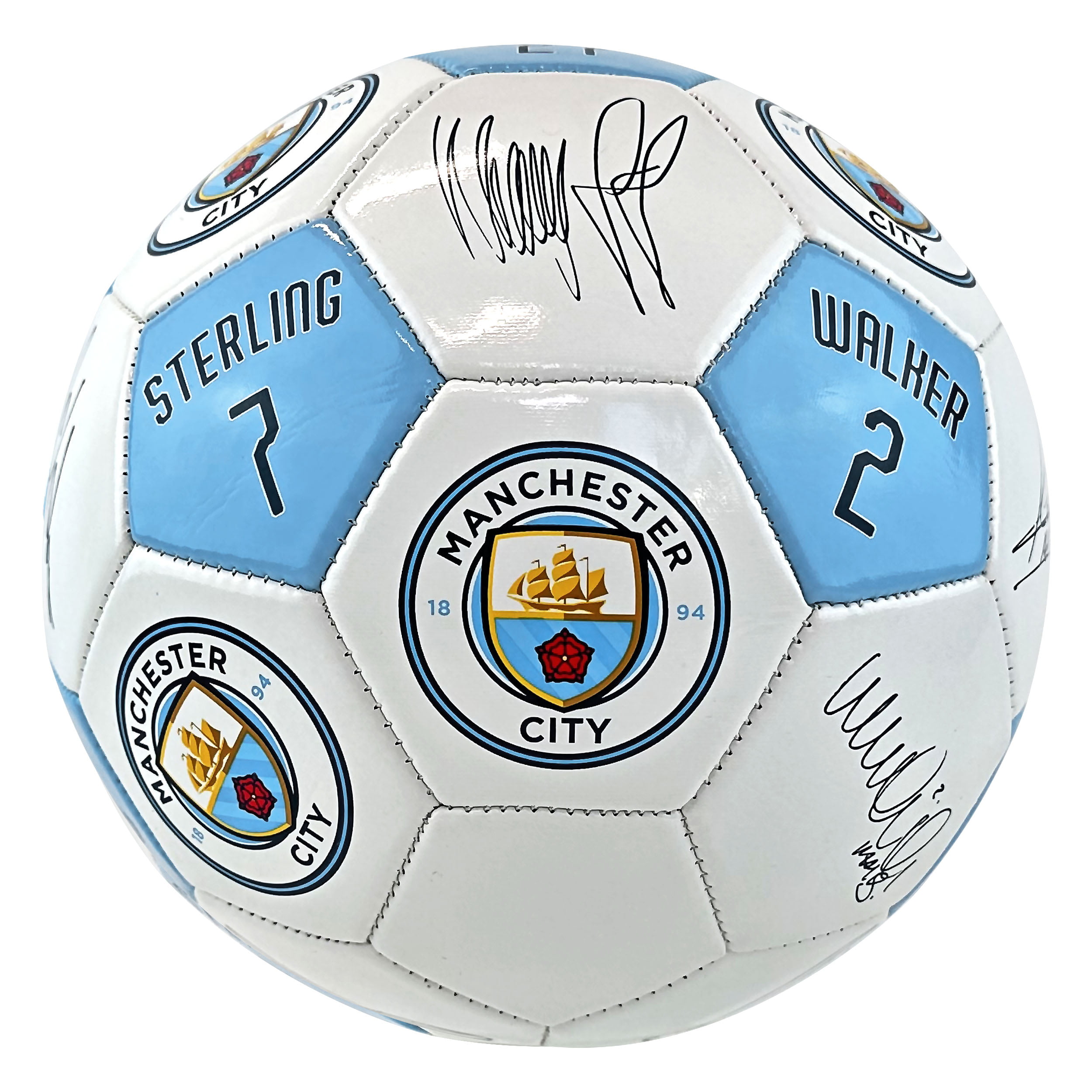 Maccabi Art Official Manchester City FC Soccer Ball with Player Signatures and Player Numbers, Size 5