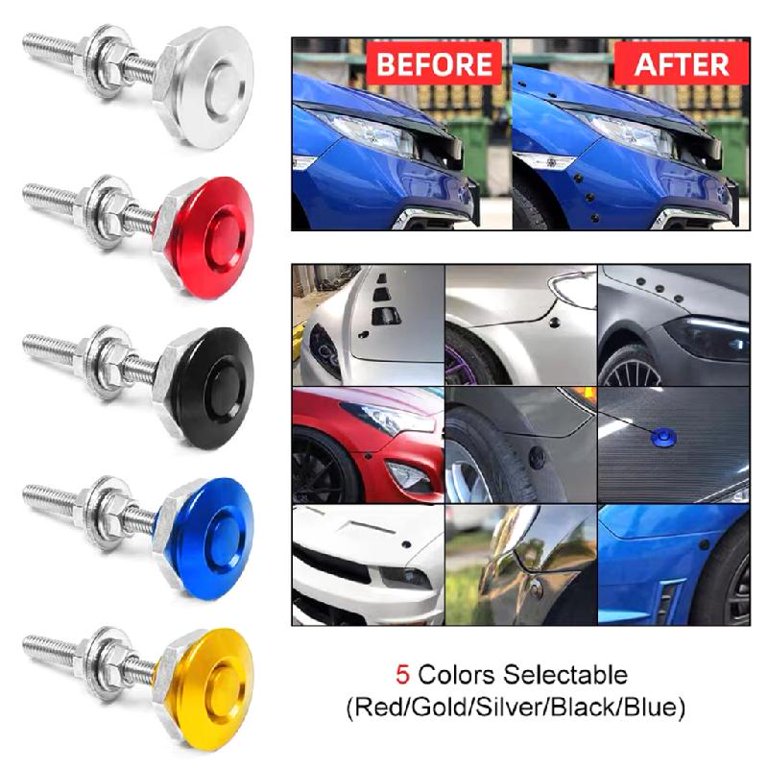 4pc Push Button Quick Release Hood Bonnet Pins – Bumper Latch Kit For Cars