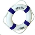 thumbnail image 1 of Lifebuoy Wall Hanging Decor - Welcome Aboard Mediterranean Style Home Decoration (Navy, 18")-Navy, 1 of 7