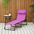 thumbnail image 3 of Resenkos Foldable Chaise Lounge, 4-Position Reclining Back, Trifold Portable design And Breathable Mesh, Purple, 3 of 11