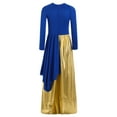 thumbnail image 3 of iiniim Girls Long Sleeve Praise Dance Outfit Dress Lyrical Worship Church Robe Metallic Wide-Leg Jumpsuit Blue 12, 3 of 7