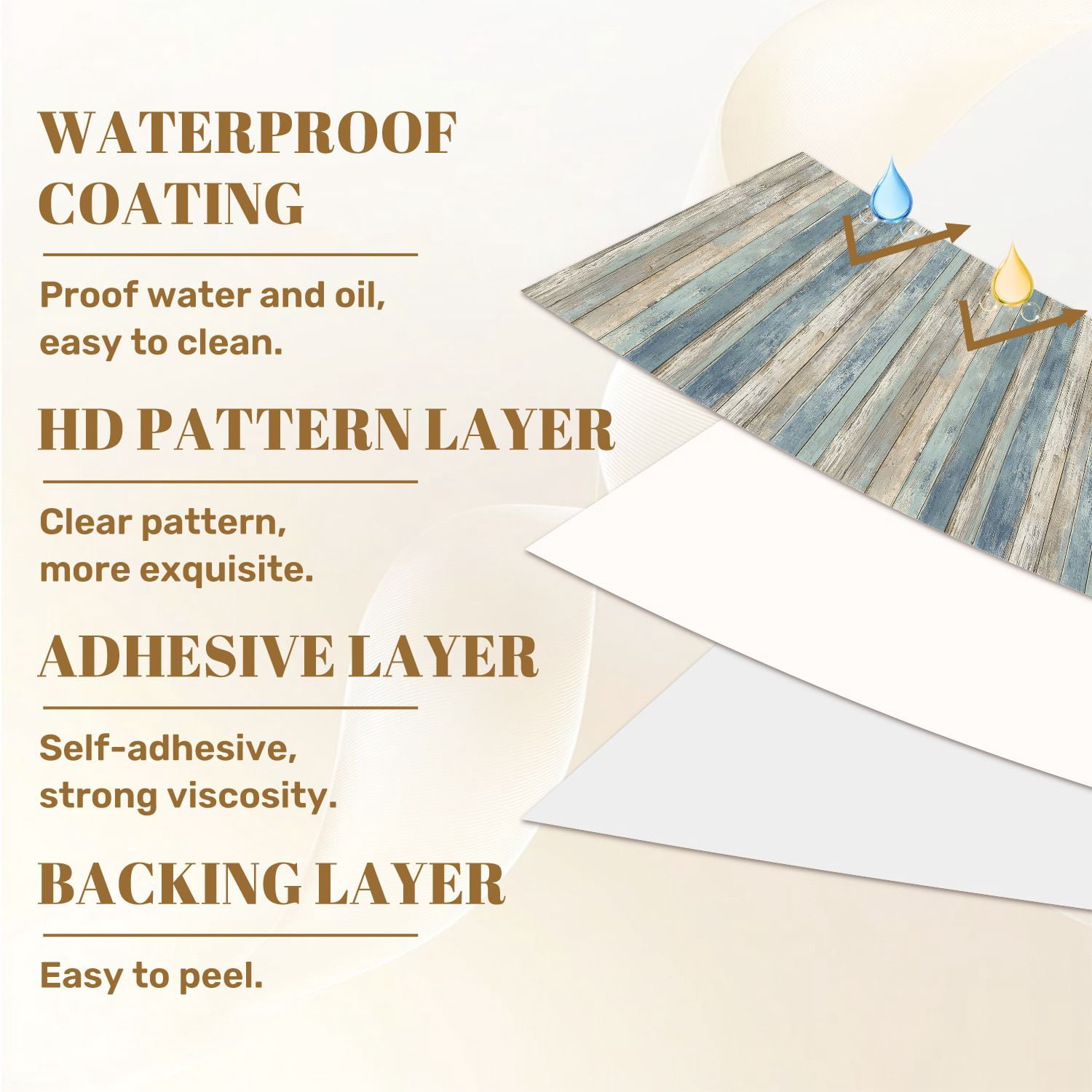 Peel and Stick Wallpaper 23.6in x 9.8ft Vintage Blue Neutral Wooden Plank Wall Design Contact Paper Vinyl Waterproof Self Adhesive Wall Paper for Shelf Cabinet Hunting Cabin