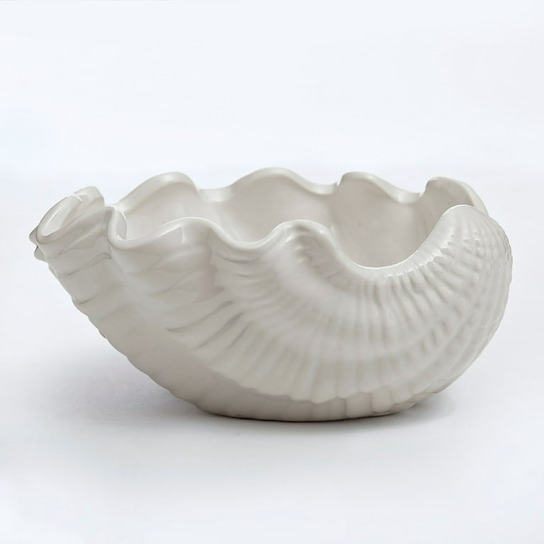 Contemporary Home Living 7 White Seashell Shaped Serving Bowl 