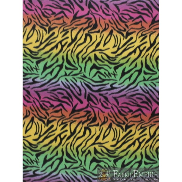 Fleece Printed Fabric Animal Print Zebra Rainbow Stripe 2 58 Fleece Printed Fabric Animal Print