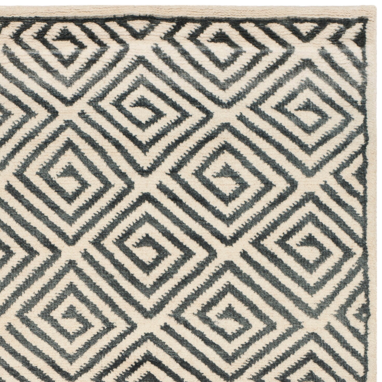 SAFAVIEH Mosaic Jonathan Geometric Square Wool Area Rug, Ivory/Grey, 5' x 8' - image 4 of 5