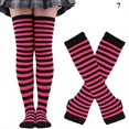 thumbnail image 3 of Striped Arm Sleeve Warm Knee Socks Knee High Socks Set Thumbhole Gloves Stocking Long Socks Youth Cosplay Casual Halloween Socks, 3 of 5
