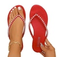 thumbnail image 4 of CHUMUD Womens Indoor and Outdoor Rhinestone Decor Toe Post Flip-Flop Sandals, Casual Open Toe Slip-On Slippers, Lightweight Summer Beach Sandals, 4 of 8