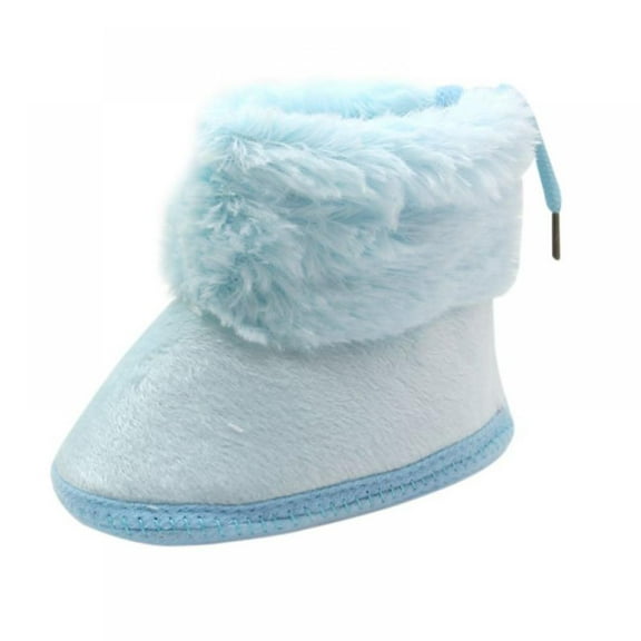Infant Baby Boys Girls Plush Winter Snow Boots Ankle Back Tie Soft Sole Boots Toddler Newborn Warm First Walker Crib Outdoor Shoes