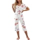 thumbnail image 2 of Lucakuins, conjunto de pijamas de 2 piezas para mujer, Tops florales de manga corta y pantalones capri elásticos, ropa de dormir suave para dormir Lucakuins moda, 2 of 6