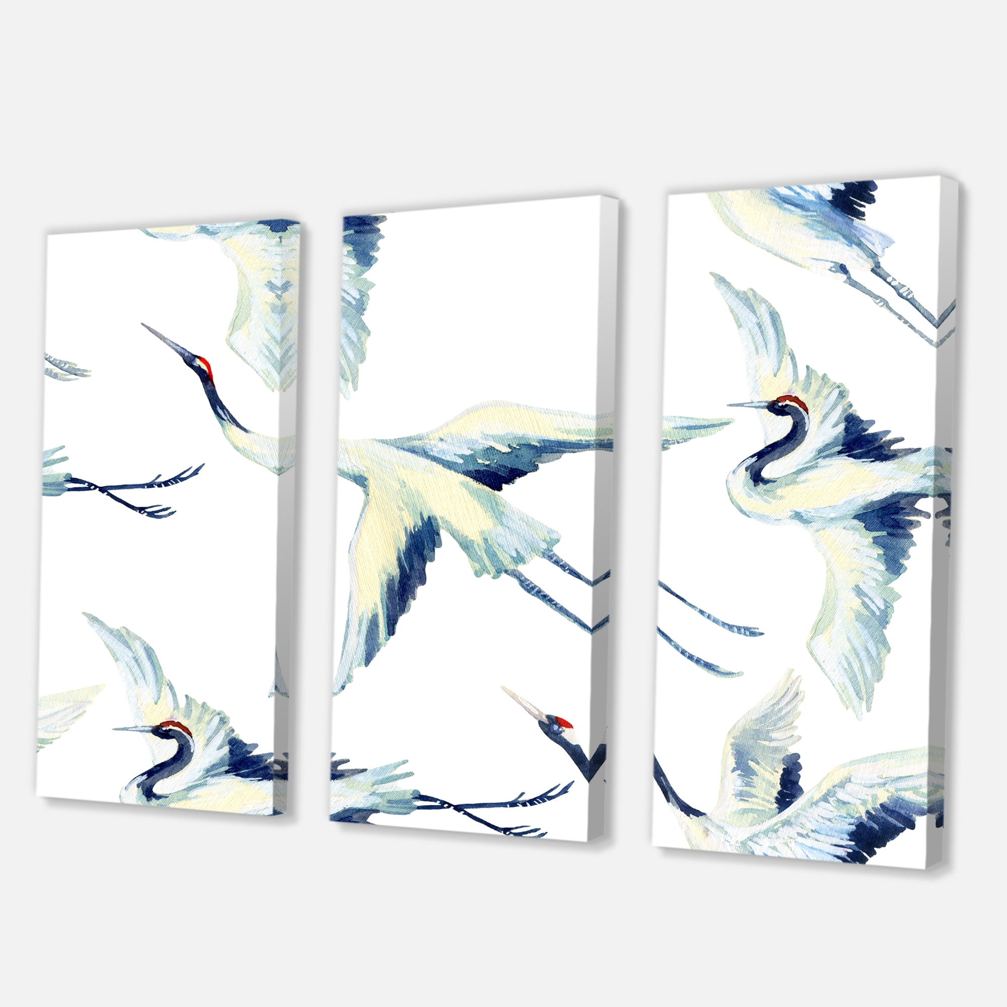 Designart ' Asian Crane Bird Impression I ' Traditional Canvas Wall Art Print