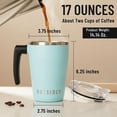 thumbnail image 3 of OUTSIDER The AM 17 oz Stainless Steel Vacuum Insulated Coffee Mug with 180° Rotating Swivel Handle and Lockable Spill Proof Lid – Travel Tumbler for Outdoor, Home & Office - Teal, 3 of 10