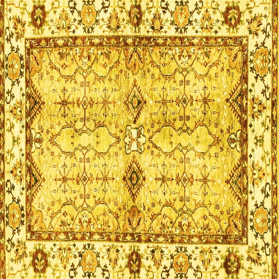 Ahgly Company Indoor Square Abstract Yellow Modern Area Rugs, 3' Square
