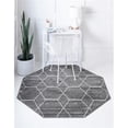 thumbnail image 1 of Unique Loom 3151489 5 x 5 ft. Geometric Trellis Frieze Octagon Rug, Dark Gray, 1 of 2