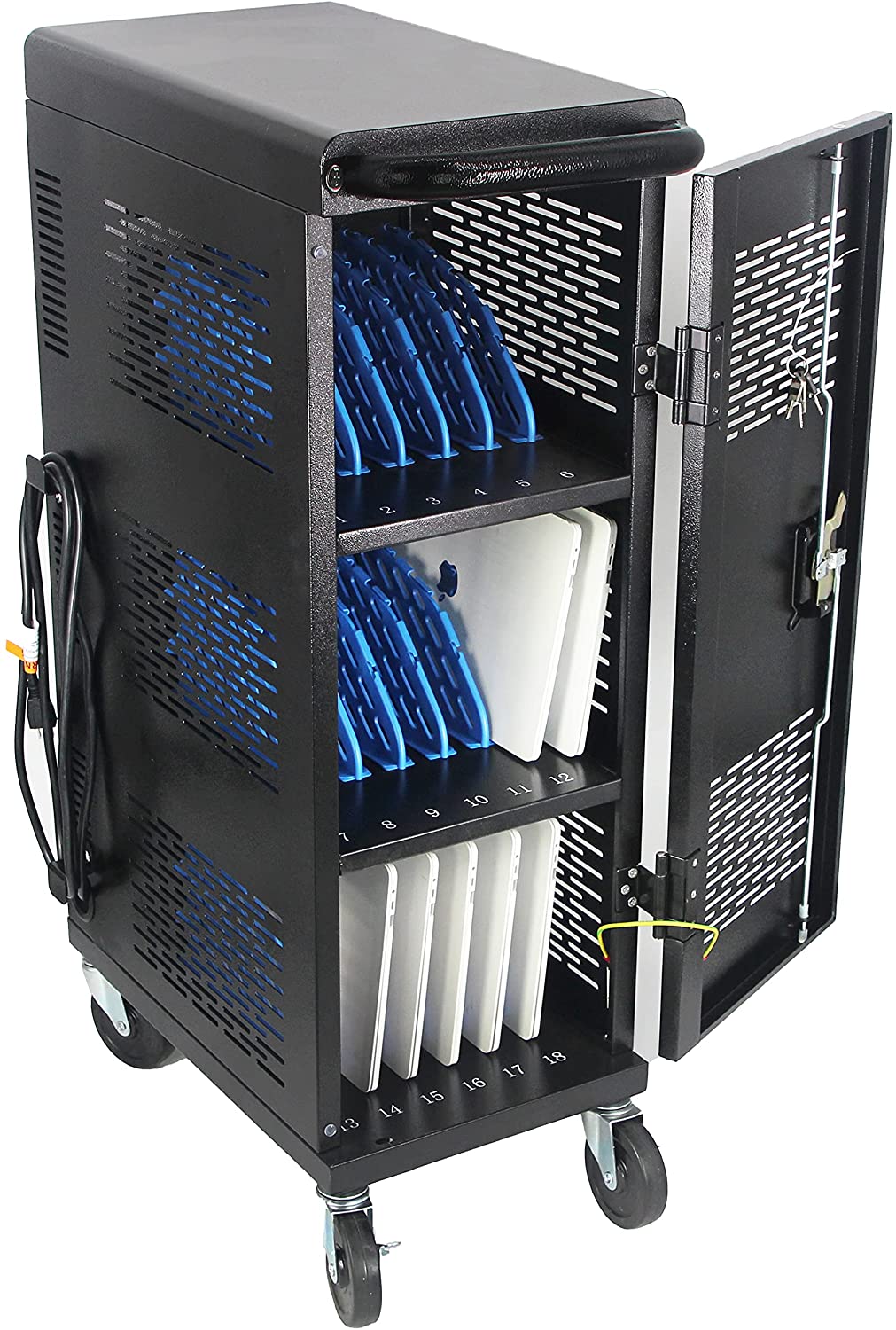 Charging Station Cart Secure Locking Easy Access Cable Cord Management