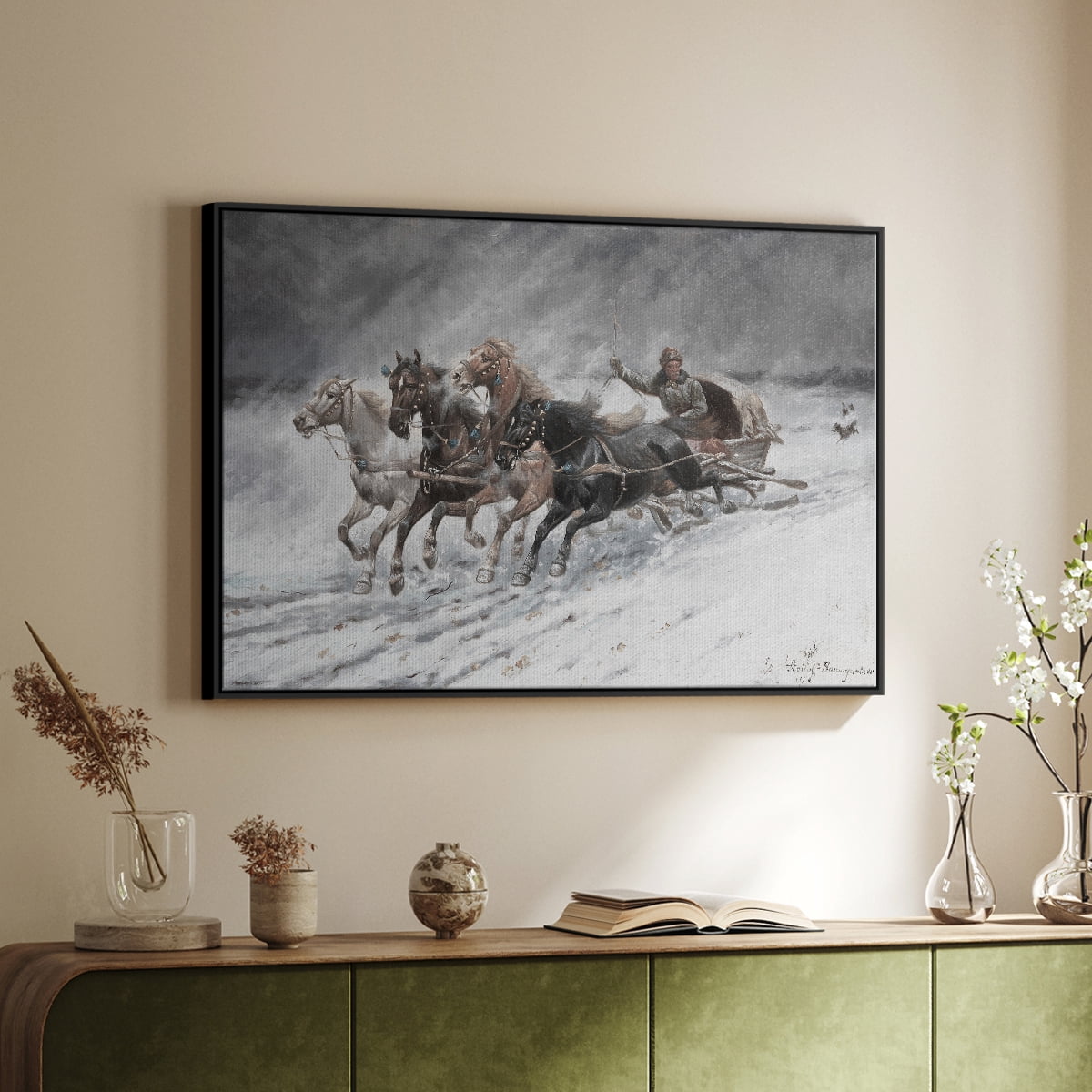 Vintage Animal Print-XXVI By Wexford Home Framed in Black Wood Gallery Wrapped Canvas 17 in. x 25 in.