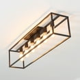 thumbnail image 6 of 38" 6-Light Farmhouse Black Rectangle Cage Close to Ceiling Light for Living Dining Room, 6 of 6