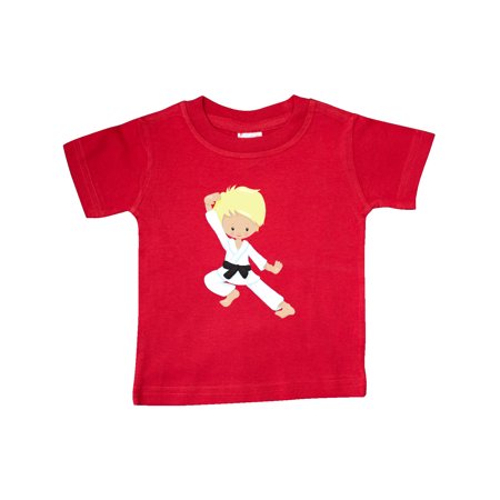 

Inktastic Cute Boy Blond Hair Black Belt Karate Pose Gift Baby Boy T-Shirt