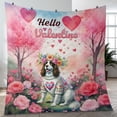 thumbnail image 4 of Hello Valentine’s Day English Springer Spaniel Flower Crown Romantic Pink Floral Quilt Blanket Springers Dog Lover Gifts Cozy Comforter Throw Blanket - 00031, 4 of 5