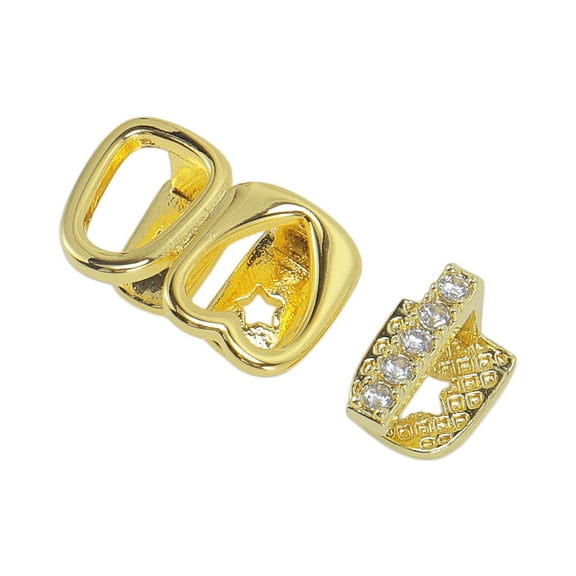 Unique Bargains 1 Set Fake Grills Hip Hop Combination Teeth Grillz Gold Tone