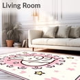thumbnail image 2 of ODIKA 6'x9' Machine Washable Non-Slip Area Rug, Sleeping Bunny Surrounded by Shaped Petals High Traffic Rug, Pink, 721109, 2 of 7