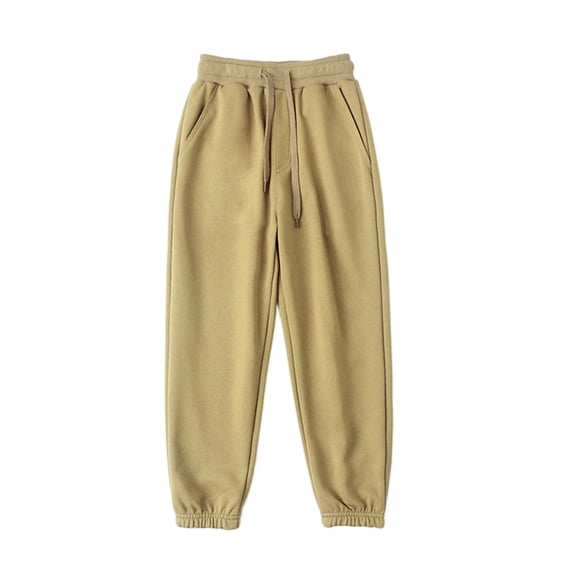 CYRBOKO Boys Jogger Pants, Relaxed Fit Cotton Athletic Elastic Waist Kids Sweatpants Khaki Size 10-11 T