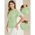 thumbnail image 2 of DARING DIVA Ruffle Puff Short Sleeve Crochet Eyelet Blouse XS Light Green, 2 of 6