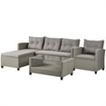 thumbnail image 6 of 4 Piece Patio Furniture Sets, Outdoor Wicker Rattan Sectional Sofa Set with Glass Coffee Table & Sofa and Chair All-Weather Garden Conversation Set with 4 Back Cushions and 3 Seat Cushions, Brown, 6 of 7