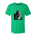 thumbnail image 2 of Wild Bobby, Colorful Cosmic Neon Astronaut Lunar Spaceman Moon Galaxy, Fashion, Men Premium Tri Blend Tee, Envy, Large, 2 of 4