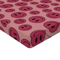 thumbnail image 2 of Ambesonne Emoji Fitted Sheet, Funny Round Faces Modern Art, California King, Pale Ruby Magenta, 2 of 3