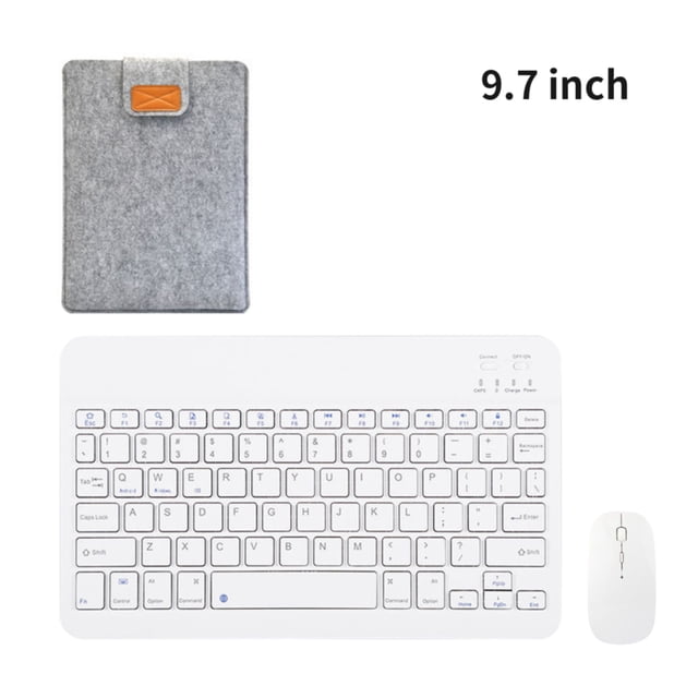 Teclado Bluetooth Mini Teclado Universal Inalámbrico Recargable para Tableta con Bolsa de Almacenamiento para Ratón, Tipo 3, Blanco, 9.7 pulgadas Vogacara EL001049-12B