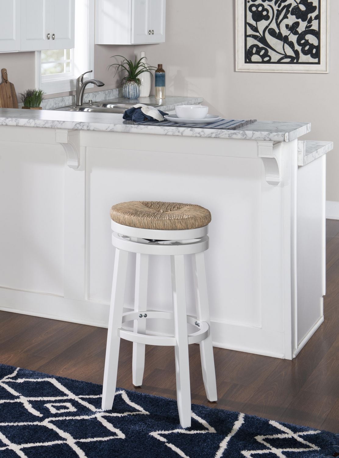 Tabouret de bar Larkin, blanc
