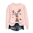 thumbnail image 6 of Kaprioy Sweatshirts for Women Cute Elk Gift Long Sleeve Shirt Pullover Tops Christmas Graphic Fall Fashion Clothing Pink, L, 6 of 6