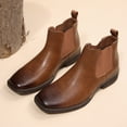 thumbnail image 5 of Dazzher Mens Square Toe Chelsea Boots Slip On Ankle Boots Comfortable Easy On Off Casual Business Shoes, 5 of 7