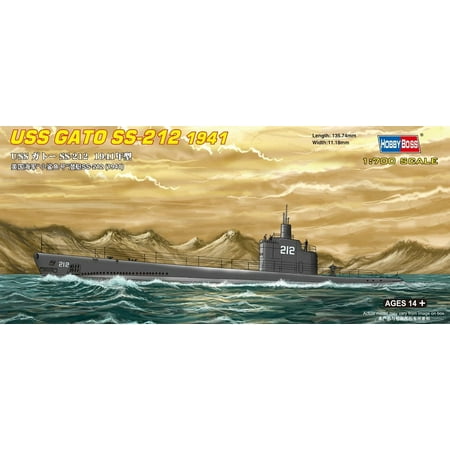 USS GATO SS-212 1941 Boat Model Building Kit, Completed length approximately 5 3/8 By Hobby Boss