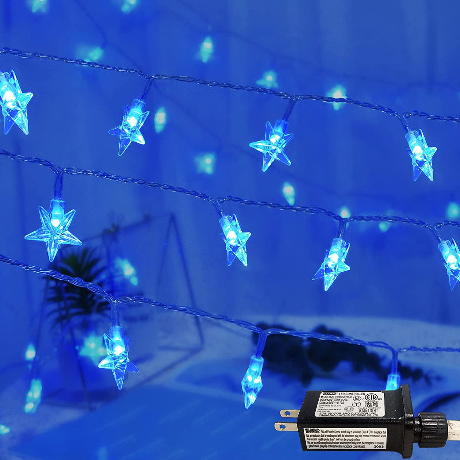 Jmexsuss Blue Christmas Tree Lights 33ft 100 Led Star Christmas String Lights 8 Modes Indoor Christmas String Lights Plug In For Christmas Tree Bedroom Tent Garden Patio Balcony Xmas Walmart Com