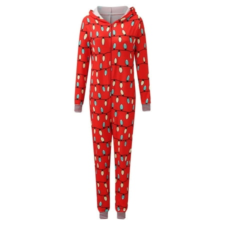 

Christmas Pajamas for Family Parent-Child Outfit Winter Fall Hood Romper Jumpsuit Sleepwear Matching Pajama Sets