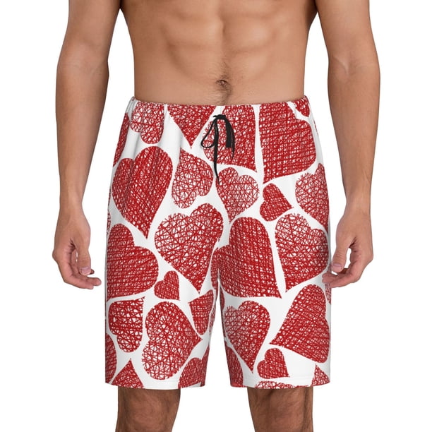 Fotbe Hearts Pantalones Cortos de Pijama para Hombre, Ropa de Dormir, Pantalones de Pijama Cortos para Hombre-Medium