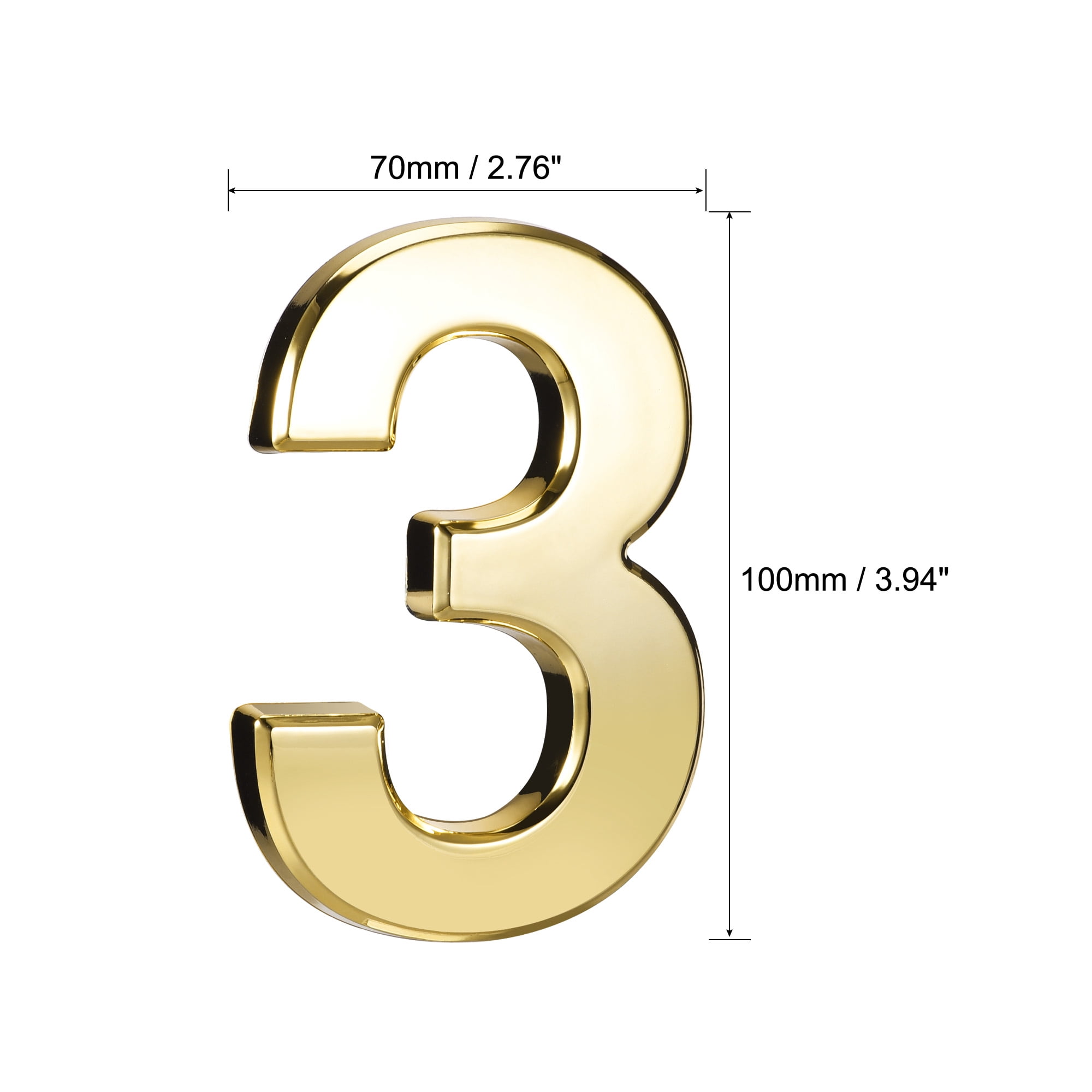 Unique Bargains Self-Adhesive House Numbers ABS Plastic Number 3.94" x 2.76" x 0.43"