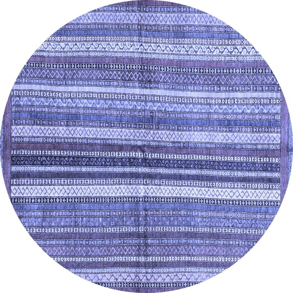 Ahgly Company Indoor Round Abstract Blue Modern Area Rugs, 3' Round