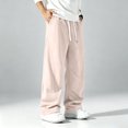 thumbnail image 5 of Men's Wide Leg Sweatpants Oversized Lounge Uncuffed Pants Drawstring Waist Casual Joggers, 5 of 6