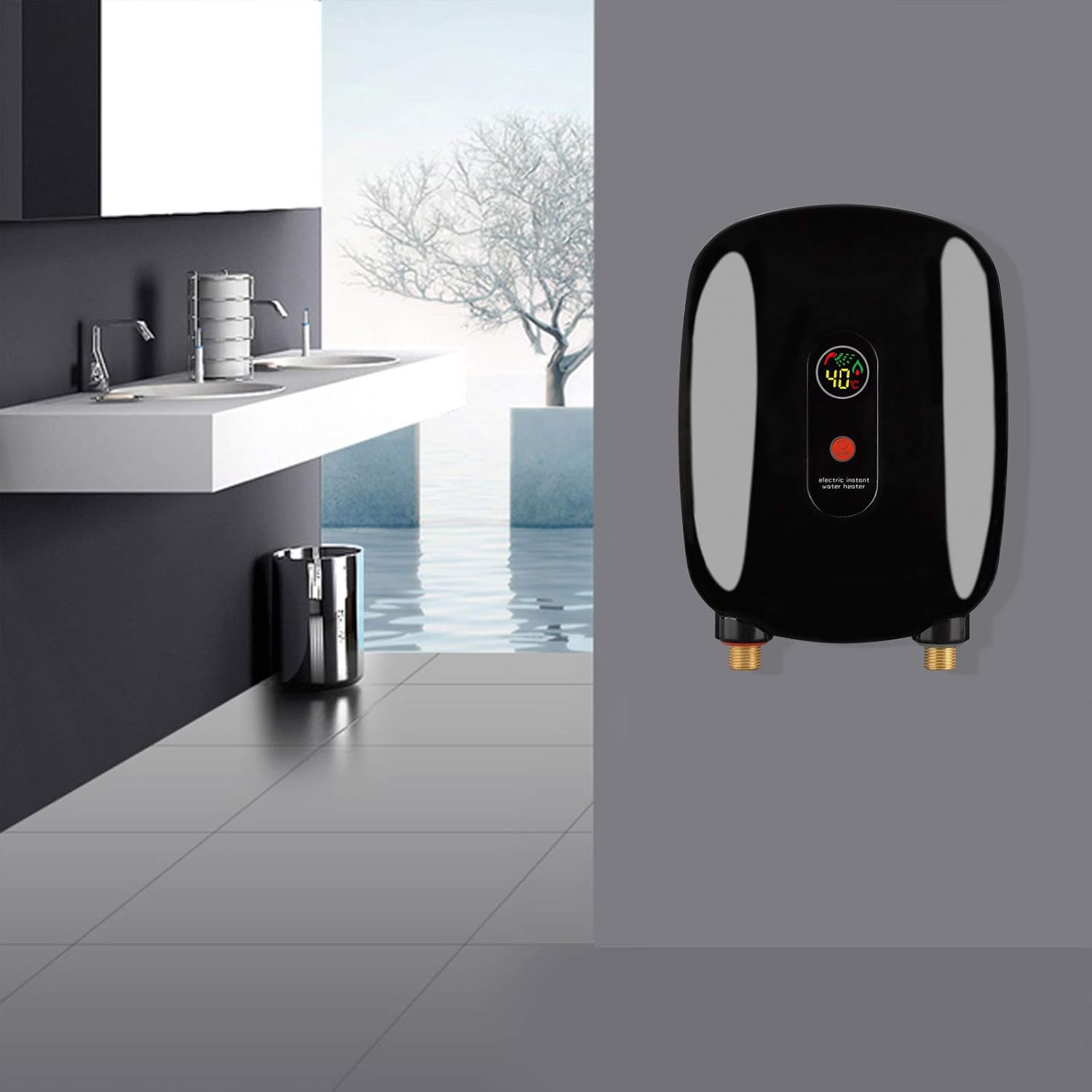 Miumaeov Electric Tankless Water Heater, 110V 3000W Mini Electric Tankless Instant Hot Water Heater Instant Electric Water Heater