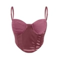 thumbnail image 6 of YYDGH Women Lace Corset Crop Tops Spaghetti Straps Going Out Bustier Sexy Club Bodysuit with Adjustable Stap Pink XL, 6 of 6