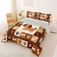 thumbnail image 2 of Homewish Rustic Dog Plaid Queen Comforter Set,Paws Bone Comforter Sets Queen,Brown,Light Gray Reversible,3-Piece,1 Comforter and 2 Pillowcases, 2 of 7