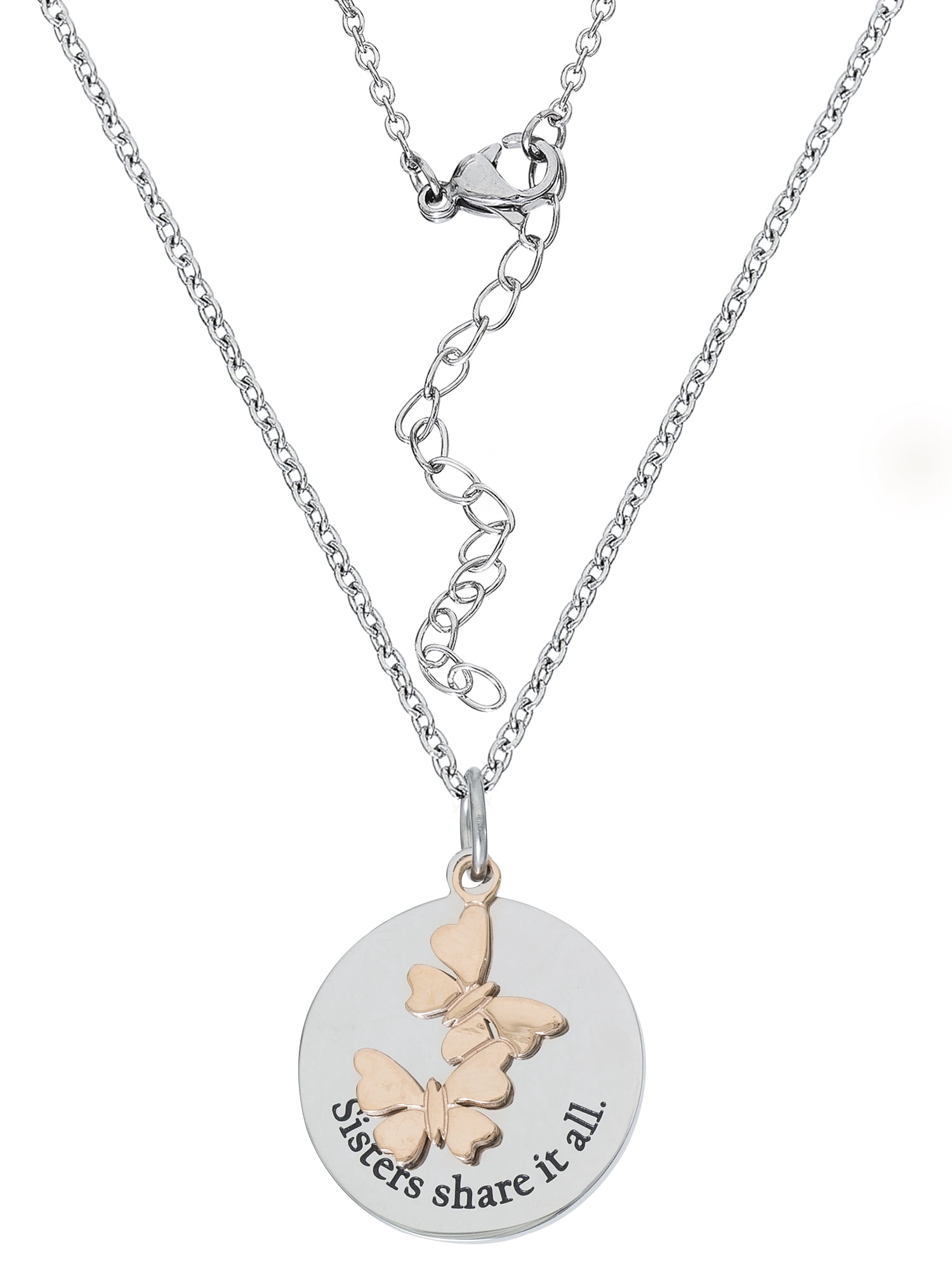 Connections from Hallmark Pendant in Pink, Stainless Steel, Includes Gift Box, 18” + 2” Extender