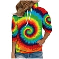 thumbnail image 2 of Jinhomg Trendy Hooded Sweatshirt for Women Dressy Casual Long Sleeve Tie Dye Print Tops Plus Size Loose Cozy Drawstring Hoodie with Kangaroo Pocket 90 off Clearance Sale Green XXXXL, 2 of 4